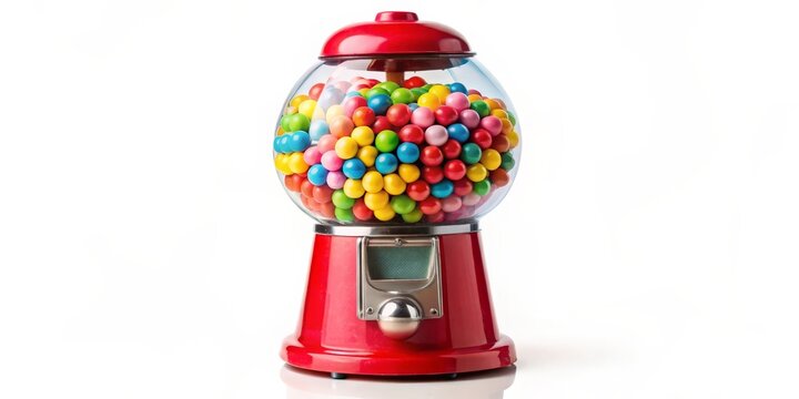 Red Gumball Machine with Colorful Gumballs