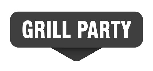 grill party sticker. grill party sign on transparent background