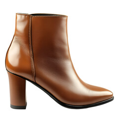 Stylish Brown Leather Ankle Boots with Block Heels, Womens Fashion Footwear