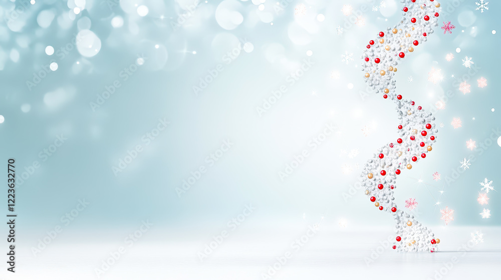 Poster Creative design featuring a DNA helix made of sparkling elements with a soft blue background during a festive season