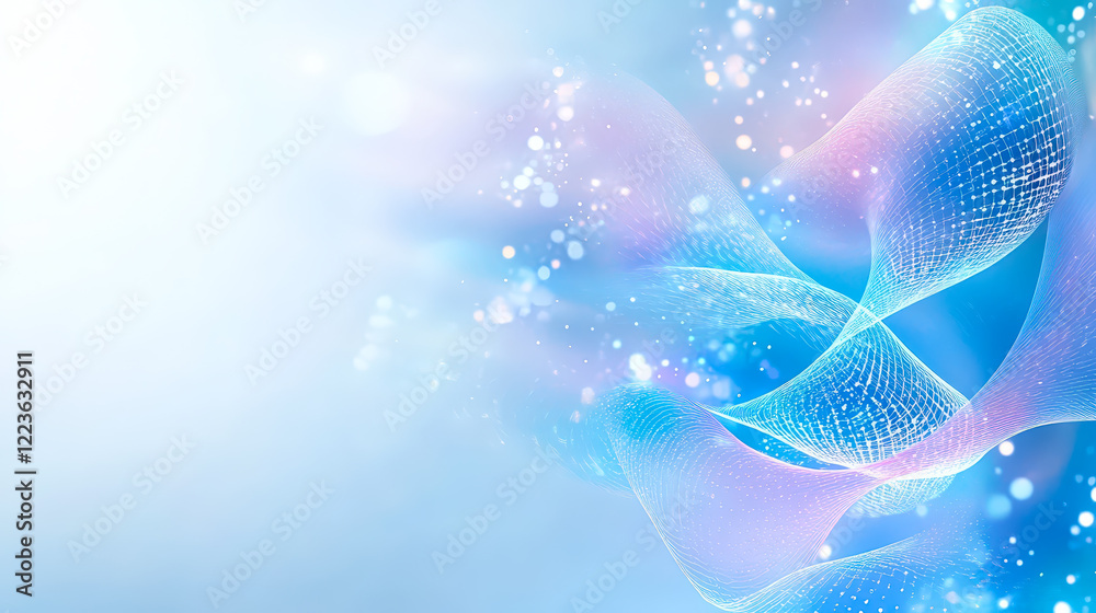Poster abstract light waves with blue and pink hues create a dreamy effect in a serene background