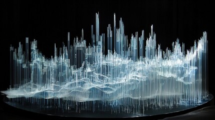 Visualizing unstructured data chaos through abstract architecture in 3d space futuristic environment