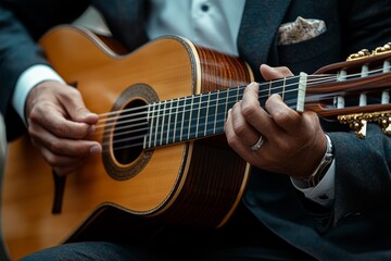 Musician playing classical guitar during International Guitar Month