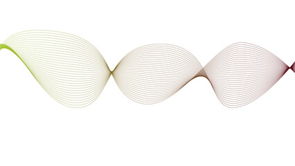 Vector curvy abstract line art wavy flowing dynamic grønn og lilla white background in concept music or sound, wave, wind, information flow	
