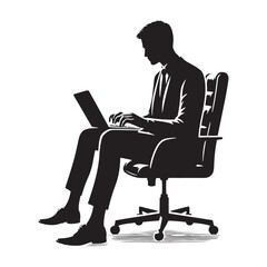 Typing on a keyboard silhouette for technology-related designs - typing person silhouette - typing person vector - typing person illustration - typing silhouette - typing vector
