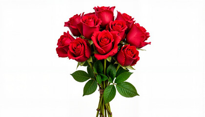 Elegant red roses bouquet isolated on white, symbol of love