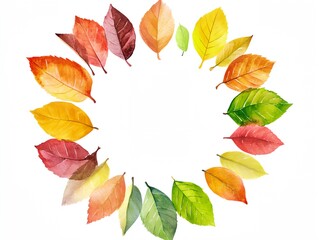 Circle of leaves with a white background