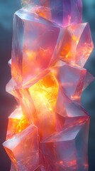 A design with transparent triangles stacked in varying sizes and pastel hues.