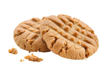 Delicious homemade peanut butter cookies resting on a clean surface, inviting sweet moments of indulgence any time of day isolated on transparent background