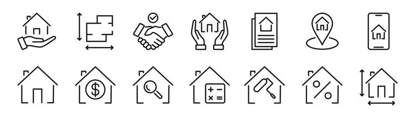 Obraz premium Real estate outline icons set
