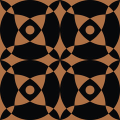Geometric seamless pattern, abstract oriental style vector. Geometry tiles design. Moroccan, Spanish and Portuguese simple black and brown azulejos ceramic design.