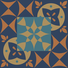 Geometric seamless pattern, abstract patchwork oriental style vector. Geometry floor tiles design. Moroccan, Spanish and Portuguese azulejos ceramic design.