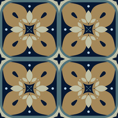 Geometric seamless pattern, abstract oriental style vector. Geometry floor tiles design. Moroccan, Spanish and Portuguese azulejos ceramic design.