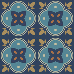 Geometric seamless pattern, abstract oriental style vector. Geometry floor tiles design. Moroccan, Spanish and Portuguese azulejos ceramic design.