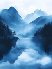 A faint watercolor wash in light blue, with soft, irregular edges.