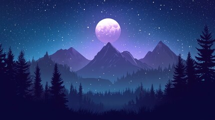 Fototapeta premium Starry Night Sky Over Mountain Landscape
