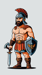 Obraz premium Fierce Roman Fighter with Armor and Weapons
