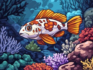 Fototapeta premium Vibrant Coral Reef with Tropical Fish