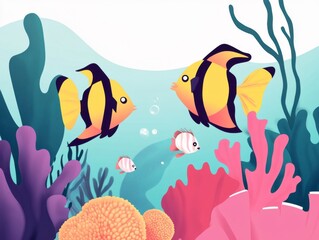 Obraz premium Vibrant Coral Reef with Tropical Fish