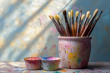 Colors of Creativity: A Vibrant Composition of Scattered Watercolor Paint Pans