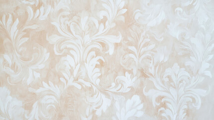 Elegant Beige and White Floral Wall Texture: A Serene Background