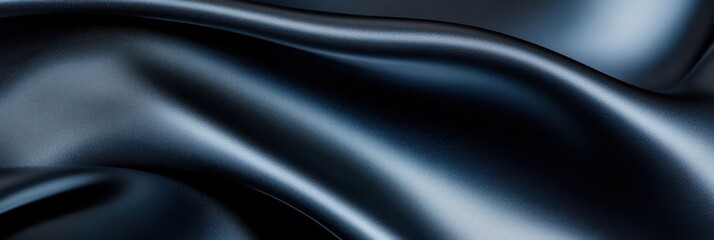 Elegant waves of shiny black silk creating smooth texture and undulating surface