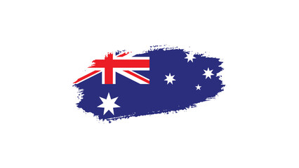 Grunge Australian flag with paint brush textured isolated on PNG or transparent background, Watercolor painting flag—Australian Flag with Brush Concept Vector Illustration.