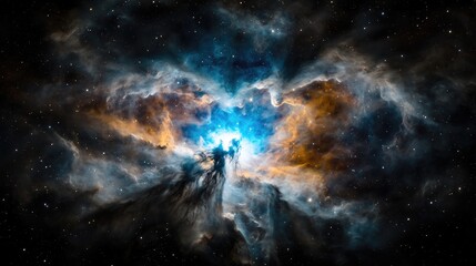 Obraz premium Cosmic Nebula Stellar clouds, vibrant colors, deep space, background stars, for astronomy education