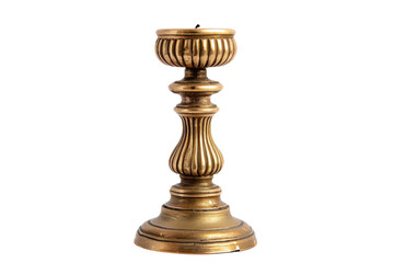 Elegant vintage brass candlestick holder showcasing intricate design and warm glow, perfect for enhancing cozy ambiance in indoor spaces isolated on transparent background