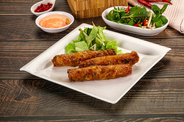 Fried Vietnamese spring roll with special sauce