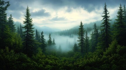 Exploring tranquil forest landscapes nature's serenity wilderness misty mountains scenic view