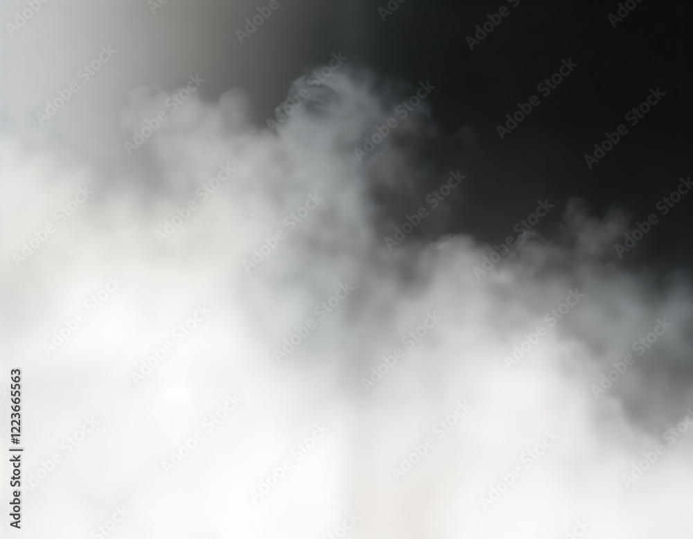 Poster Black gradient transparent fog smoke cloud. Realistic overlay effect. Misty smoke texture. Soft glowing haze. Suitable as background. Ideal for creative visual design. Abstract blurry effect. Motion