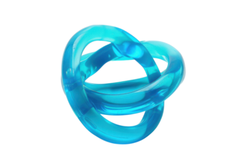 A stunning intertwined blue sculpture reflecting light, embodying creativity and elegance in a minimalist design isolated on transparent background