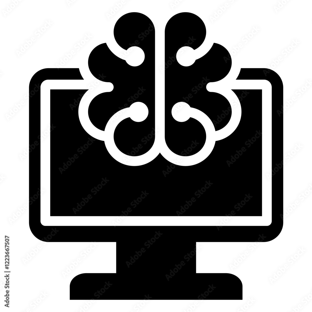 Poster Brain Computer Interface Solid Black Icon