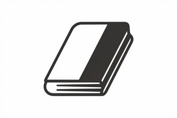 A simple black and white illustration of a closed book.
