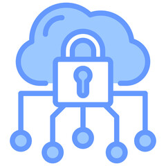 Hybrid Cloud Lineal Blue Icon