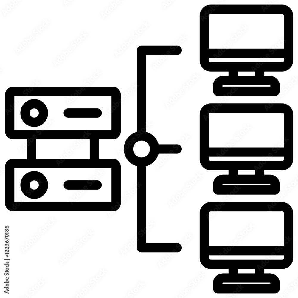 Poster distributed system outline icon