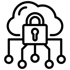 Hybrid Cloud Outline Icon