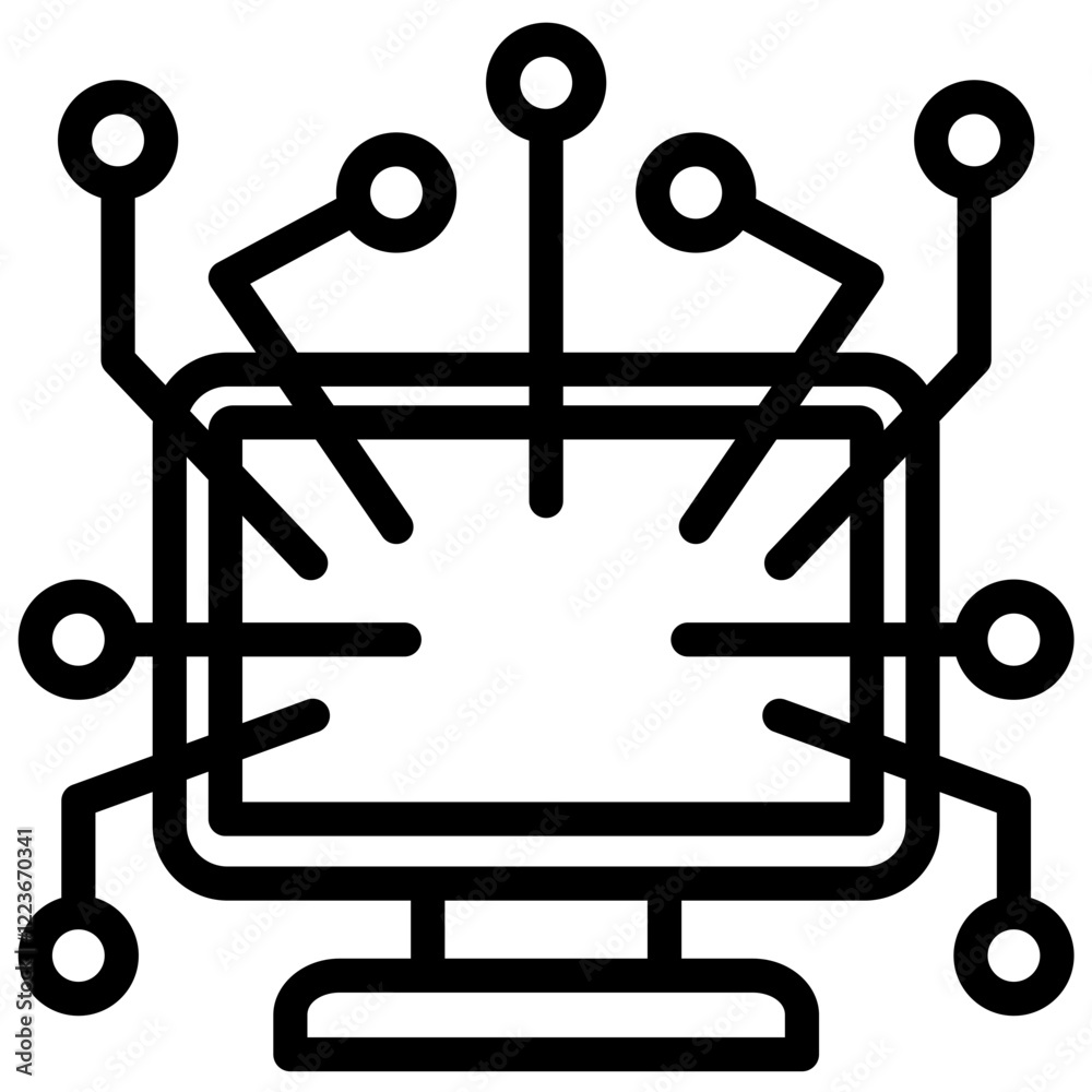 Poster compute nodes outline icon