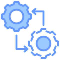Digital Twin Lineal Blue Icon