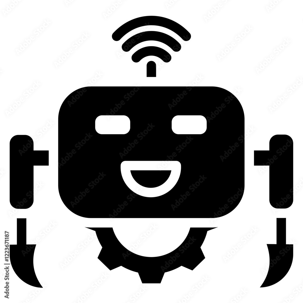 Poster robotic automation solid black icon