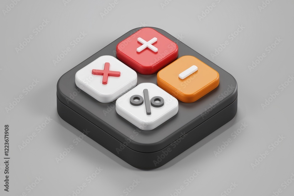 Poster A 3D rendering of a calculator icon with basic mathematical symbols.