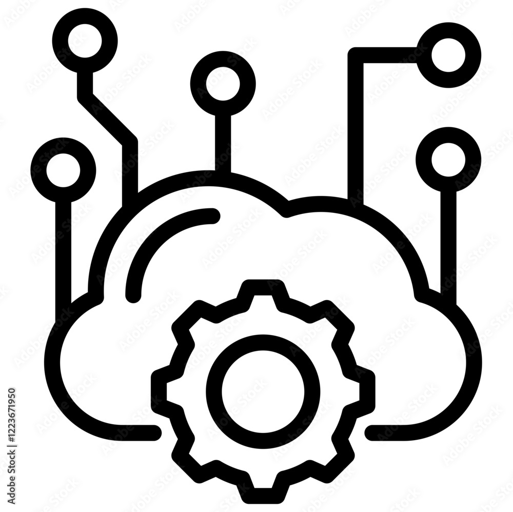 Poster cloud computing outline icon