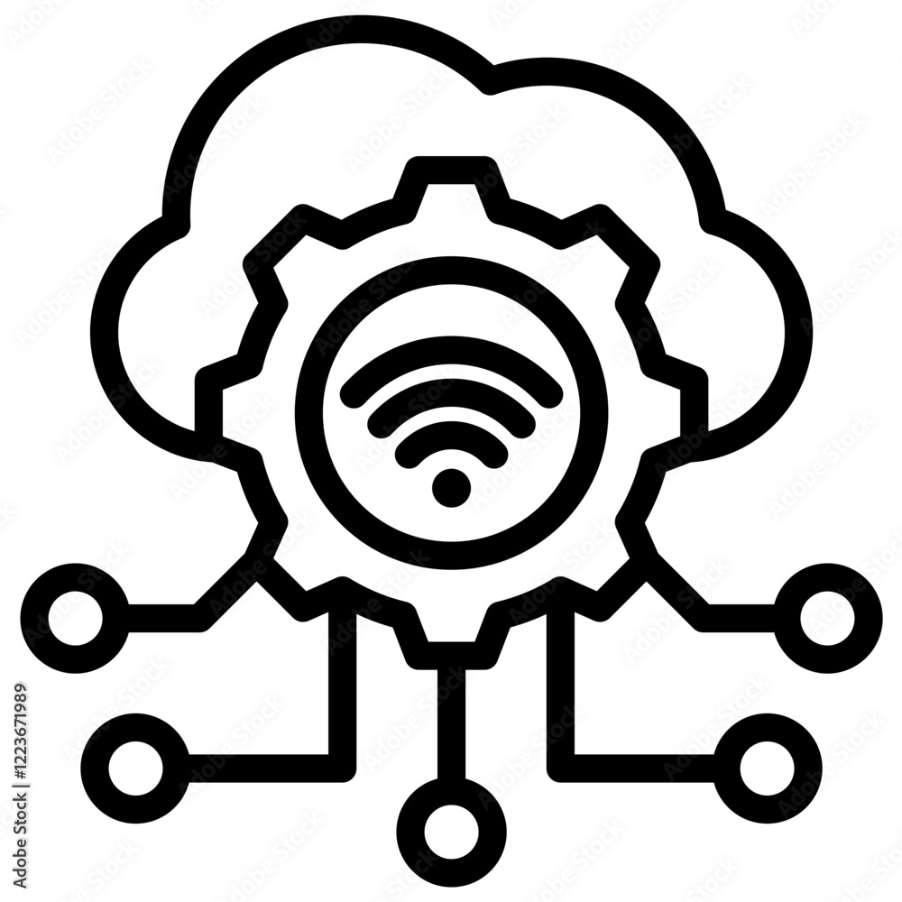 Poster iot integration outline icon