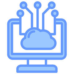 Edge Computing Lineal Blue Icon