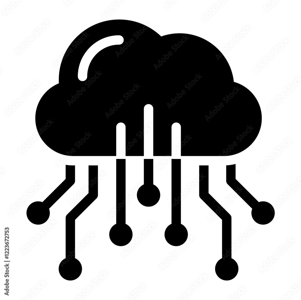 Poster cloud computing solid black icon