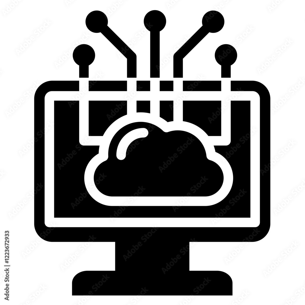 Poster edge computing solid black icon