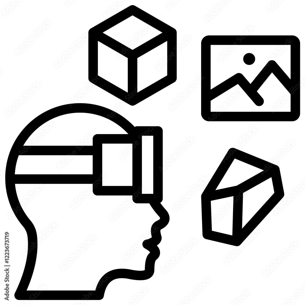 Poster virtual simulation outline icon