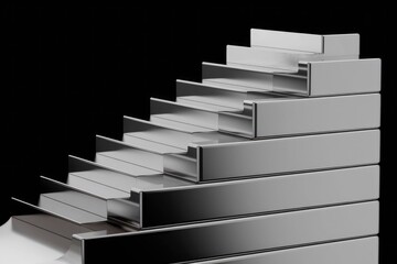 A metallic staircase ascending upwards, symbolizing progress and growth.
