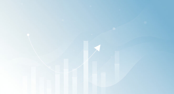 Abstract Blue Growth Chart Background with Upward Trending Arrow